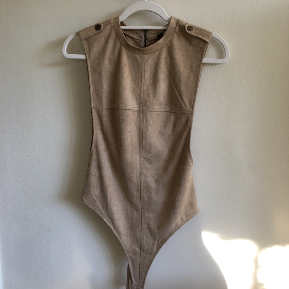 Beige suede bodysuit